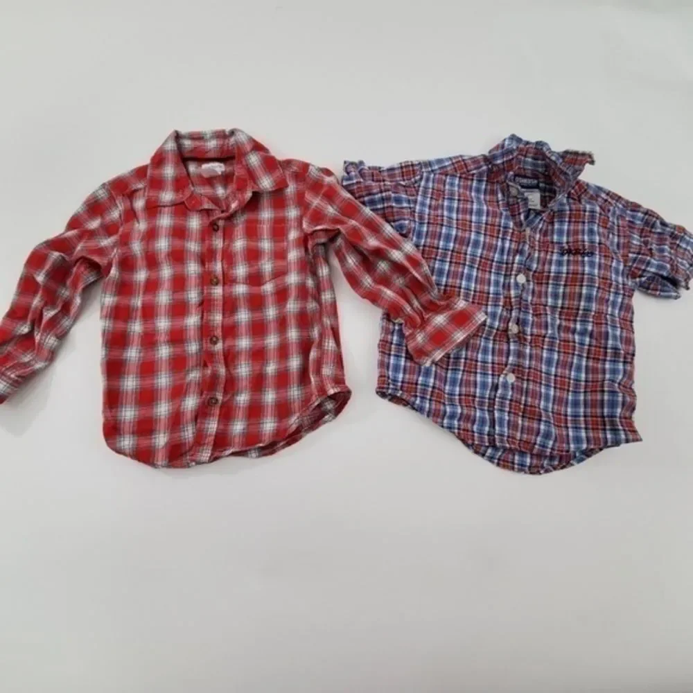 Boys Lot of 2 Shirt‎ Size 3T Plaid Carters Oshkosh